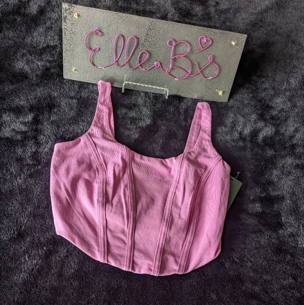NWT Wild Fable Light Pink/ Purple Corset Style Crop Top XXS - Picture 1 of 3